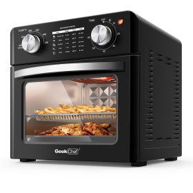 Geek Chef Air Fryer 10QT, Countertop Toaster Oven, 4 Slice Toaster Air Fryer Oven Warm, Broil, Toast, Bake, Air Fry, Oil-Free, Black Stainless Steel